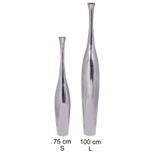 Dekovase >BOTTLE< in Silber, Aluminium  - 13x100x13cm (BxHxT)