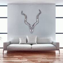 Hängedekoration >WL1.241< Deko Hirsch Geweih, Silber, Aluminium  - 80x110x10cm (BxHxT)