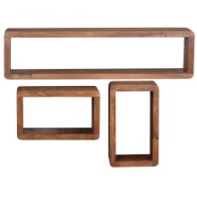 Wandregal >BOHA< (3-teilig) in Sheesham Massivholz - 80x20x15 (BxHxT)
