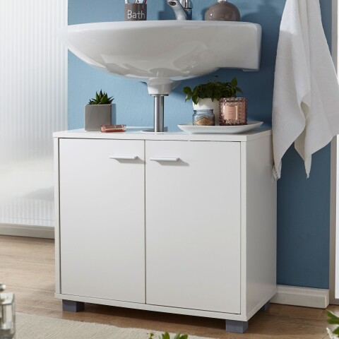 Waschbeckenunterschrank >WL1.344< in Weiß - 60x55x30cm (BxHxT)