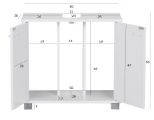 Waschbeckenunterschrank >WL1.344< in Weiß - 60x55x30cm (BxHxT)