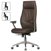 Chefsessel >SPM1.146< in Braun, Echtes Leder - 67x125x67cm (BxHxT)