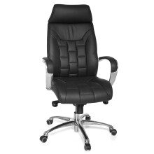 Chefsessel >SPM1.158< in Schwarz, Echtes Leder -...