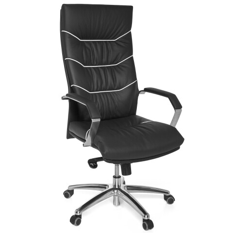 Chefsessel >SPM1.163< in Schwarz, Echtes Leder - 70x126x70cm (BxHxT)