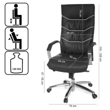 Chefsessel >SPM1.163< in Schwarz, Echtes Leder - 70x126x70cm (BxHxT)