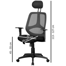 Bürostuhl >SPM1.206< in Schwarz, Stoff und Netzgewebe - 61x127x57cm (BxHxT)