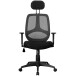 Bürostuhl >SPM1.206< in Schwarz, Stoff und Netzgewebe - 61x127x57cm (BxHxT)