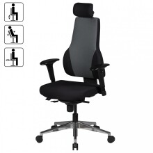 Bürostuhl >QENTIN< in Schwarz, Stoff - 63x149x63cm (BxHxT)
