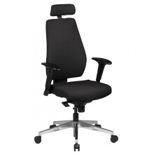 Bürostuhl >SPM1.279< in Schwarz, Stoff Fußkreuz: Aluminium - 60x141x70cm (BxHxT)