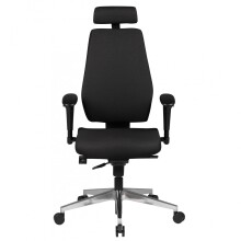 Bürostuhl >SPM1.279< in Schwarz, Stoff Fußkreuz: Aluminium - 60x141x70cm (BxHxT)