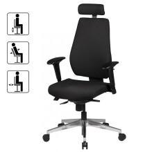 Bürostuhl >SPM1.279< in Schwarz, Stoff Fußkreuz: Aluminium - 60x141x70cm (BxHxT)