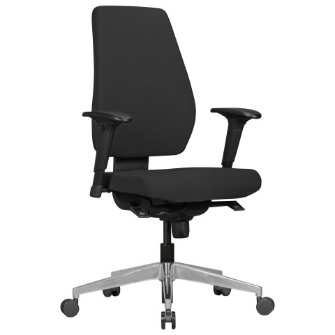Chefsessel >DARIUS< in Schwarz, Stoff Fußkreuz: Aluminium - 63x119x70cm (BxHxT)