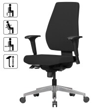 Chefsessel >DARIUS< in Schwarz, Stoff Fußkreuz: Aluminium - 63x119x70cm (BxHxT)