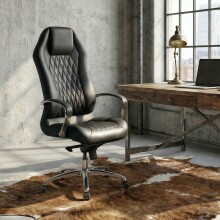 Chefsessel >MONTEREY< in Schwarz, Echtes Leder -...