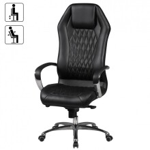 Chefsessel >MONTEREY< in Schwarz, Echtes Leder - 67x136x70cm (BxHxT)
