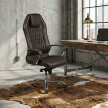 Chefsessel >MONTEREY< in Braun, Echtes Leder - 67x136x70cm (BxHxT)