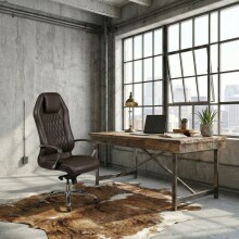 Chefsessel >MONTEREY< in Braun, Echtes Leder - 67x136x70cm (BxHxT)