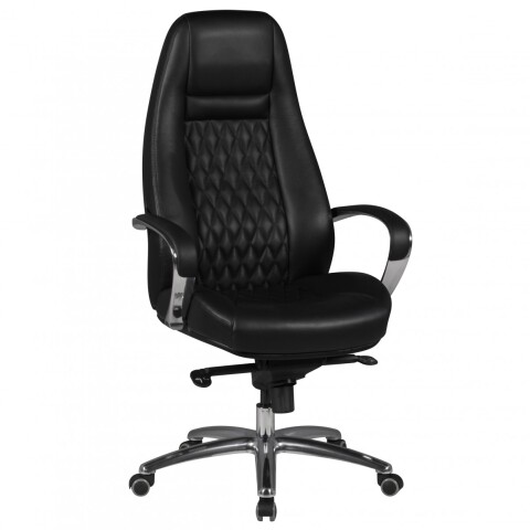 Bürostuhl >AUSTIN< in Schwarz, Echtes Leder - 68x130x70cm (BxHxT)
