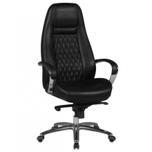 Bürostuhl >AUSTIN< in Schwarz, Echtes Leder -...