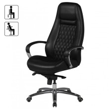 Bürostuhl >AUSTIN< in Schwarz, Echtes Leder - 68x130x70cm (BxHxT)