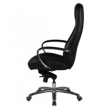 Bürostuhl >AUSTIN< in Schwarz, Echtes Leder - 68x130x70cm (BxHxT)