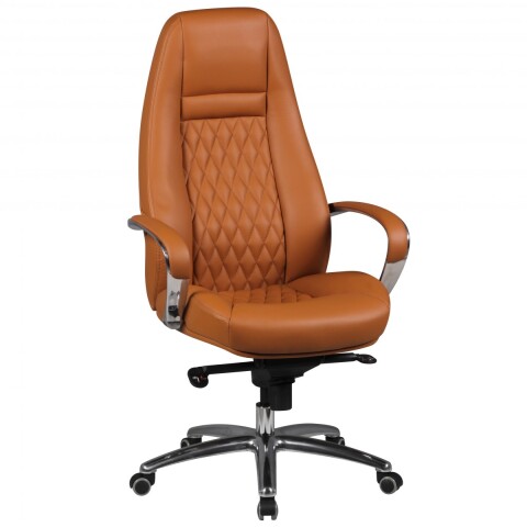 Bürostuhl >AUSTIN< in Braun, Echtes Leder - 68x130x70cm (BxHxT)