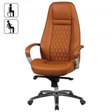 Bürostuhl >AUSTIN< in Braun, Echtes Leder - 68x130x70cm (BxHxT)