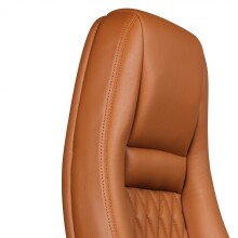 Bürostuhl >AUSTIN< in Braun, Echtes Leder - 68x130x70cm (BxHxT)