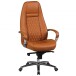 Bürostuhl >AUSTIN< in Braun, Echtes Leder - 68x130x70cm (BxHxT)