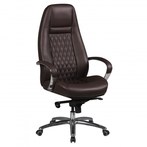 Bürostuhl >AUSTIN< in Braun, Echtes Leder - 68x130x70cm (BxHxT)