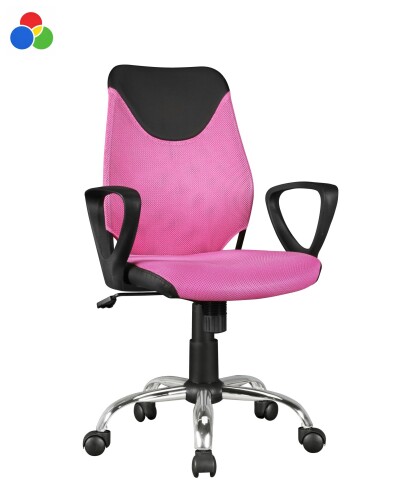 Bürostuhl >TERNI< Stoff in blau, grün und rosa - 60x101x60cm (BxHxT)