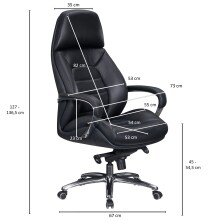 Gaming-Stuhl >SPM1.435< 120kg, Leder Schwarz - 67x137x67cm (BxHxT)