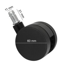 Stuhlrolle >PIN< (5stk) Teppichbodenrollen, 100% Polyurethan - 6x6cm (HxD)