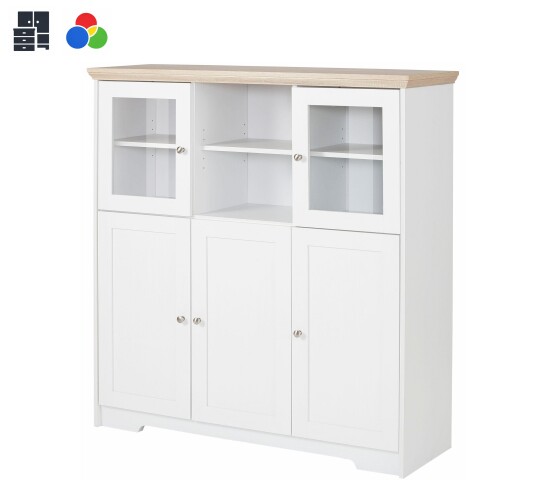 Highboard >Nantes< in Weiß oder kompl. Eiche Dekor - große Typenauswahl