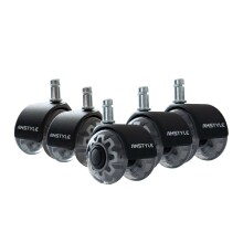 Stuhlrolle >SPM1.977< (5stk) Universalrollen in silber / schwarz - 6x7x5 (BxHxT)