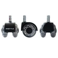 Stuhlrolle >SPM1.977< (5stk) Universalrollen in silber / schwarz - 6x7x5 (BxHxT)