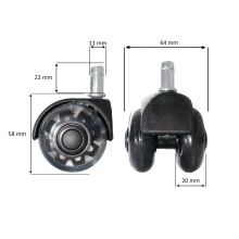 Stuhlrolle >SPM1.978< (5stk) Universalrollen, in Schwarz - 6x7x5 (BxHxT)