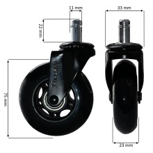 Stuhlrolle >SPM1.980< Universalrollen, in Schwarz - 7x3x7 (LxBxH)