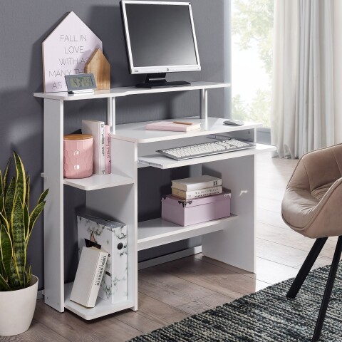 Schreibtisch >WL1.153< in weiß - 94x90x48cm (BxHxT)