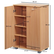 Schuhkommode >NIMES< in Buche Dekor - 60x90x35cm (BxHxT)