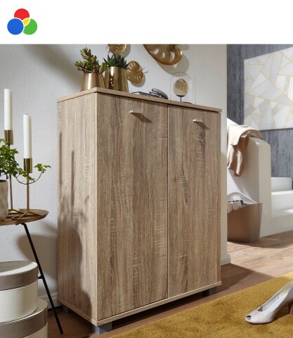 Schuhkommode >NIMES< in Sonoma Eiche Deko - 60x90x35cm (BxHxT)
