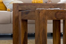 Satztisch >WL1.212< (3er Set) in Sheesham, Massivholz - 45x50x35cm (BxHxT)