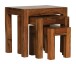 Satztisch >WL1.212< (3er Set) in Sheesham, Massivholz - 45x50x35cm (BxHxT)