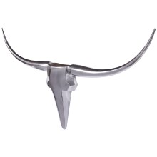 Hängedekoration >BULL< in Silber, Geweih: Aluminium - 125x60x10cm (BxHxT)