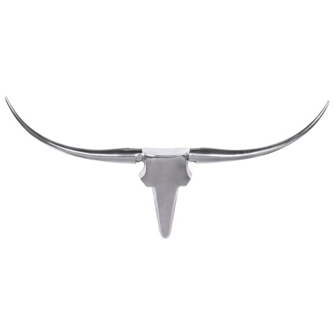 Hängedekoration >BULL< in Silber, Aluminium - 100x35x5cm (BxHxT)