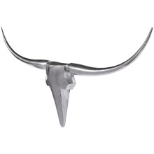 Hängedekoration >BULL< in Silber, Aluminium - 100x35x5cm (BxHxT)