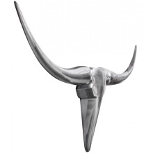 Hängedekoration >BULL< in Silber, Aluminium - 100x35x5cm (BxHxT)