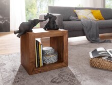 Regalwürfel >CUBE< in Sheesham, Massivholz - 44x44x33cm (BxHxT)