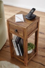 Telefontisch >MUMBAI< in Sheesham, Massivholz - 30x68x30cm (BxHxT)