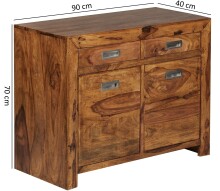 Sideboard >MUMBAI< in Sheesham, Massivholz - 90x70x40cm (BxHxT)